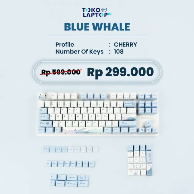 Promo Keycaps Blue Whale of Sea For Mechanical Keyboard By Tokolaptopid