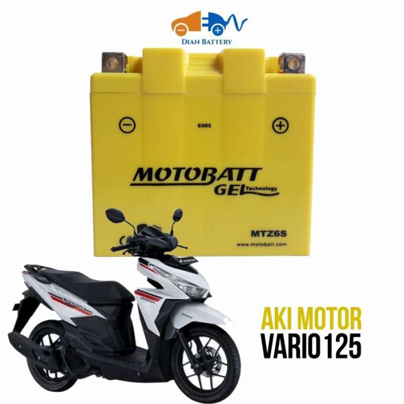 Promo Aki Motor Honda Vario 125 Motobatt Mtz-6S Mf (6Ah) Diskon 33% di