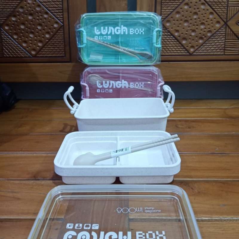 Promo KOTAK MAKAN / TEMPAT MAKAN LUNCH BOX 2 TINGKAT ANTI TUMPAH 800 ML 337 Diskon 50 di Seller