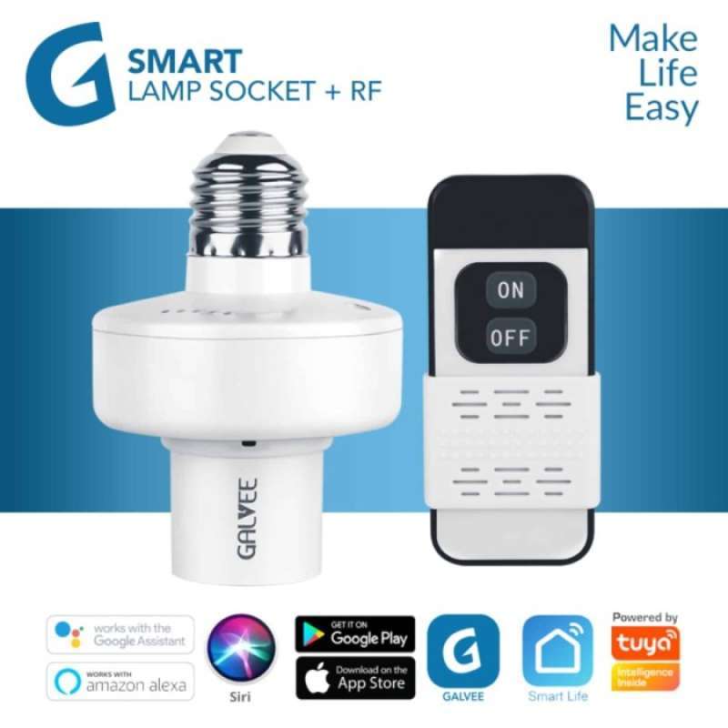 Jual galvee slampher smart lamp socket e27 fitting lampu wifi wireless
