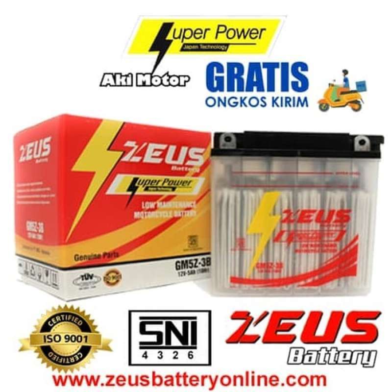 Jual Aki Motor Basah Zeus Gm5z-3b Kit Supra Lama, Mio Lama, Jupiter