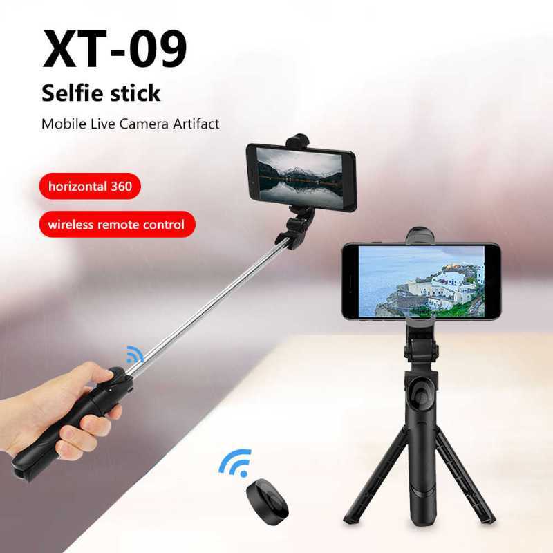 Jual Tripod XT09 Selfie Stick 360 Rotation Bluetooth Wireless di