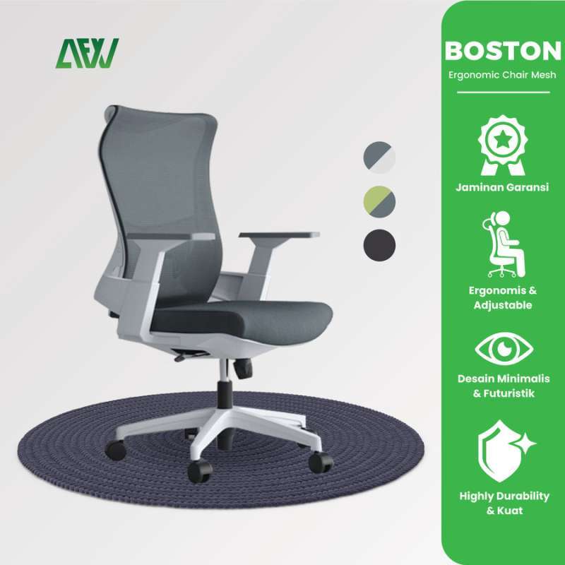 Promo BOSTON Kursi Ergonomic Chair Mesh Office Chair Lumbar Support