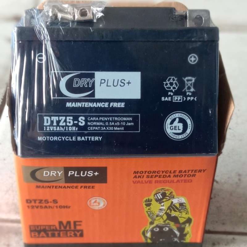 Promo No Brand Aki Dry Plus Dtz5-s (gtz5s) Super Mf Battery 12v/5ah V #