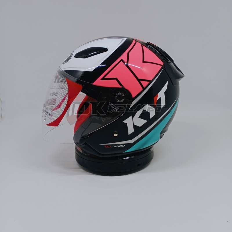 Jual Helm Half Face Kyt Dj Maru Motif Seri 17 Black Aqua Blue Fuxia