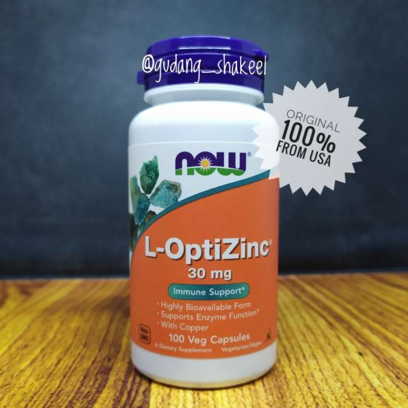 NOW Foods L-OptiZinc 30 mg 100 Veg Capsules | Bigvits UK