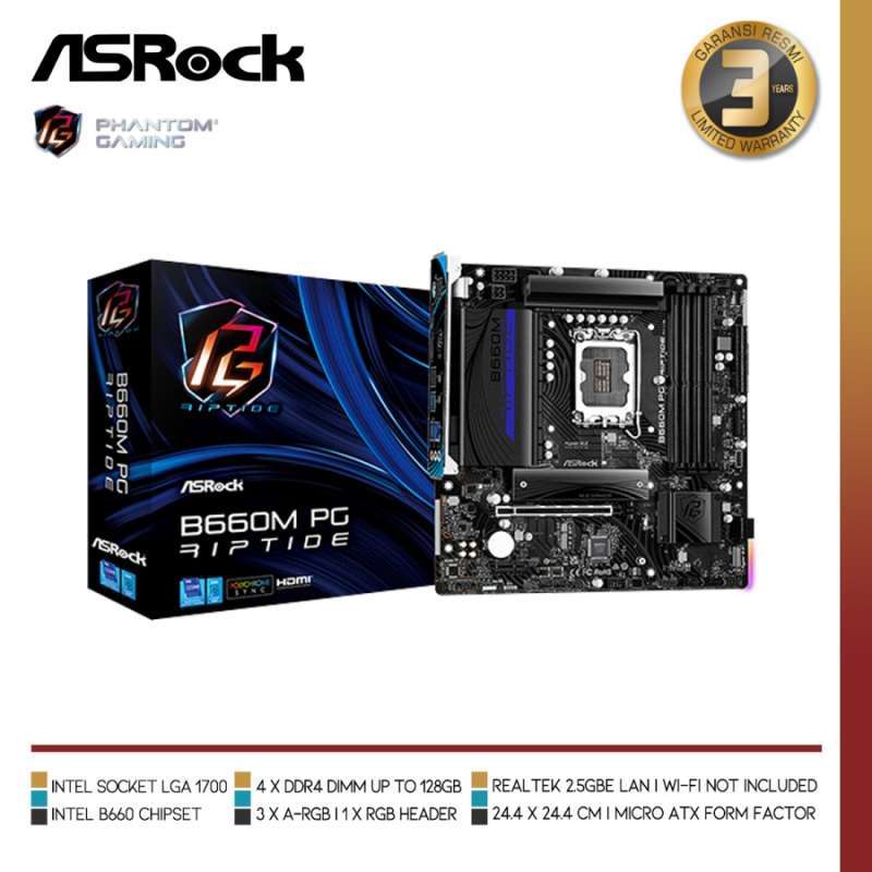 Jual Asrock B660m Pg Riptide | Motherboard Intel B660 Lga 1700 Ddr4 ...