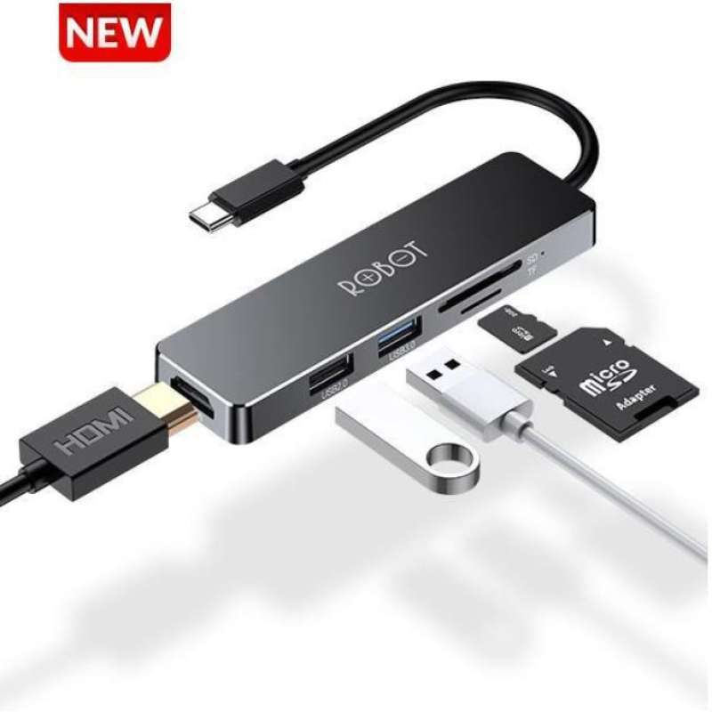 Jual Robot HT240S USB HUB Type-C 5in1 Adapter Type C to USB 3.0 HDMI SD