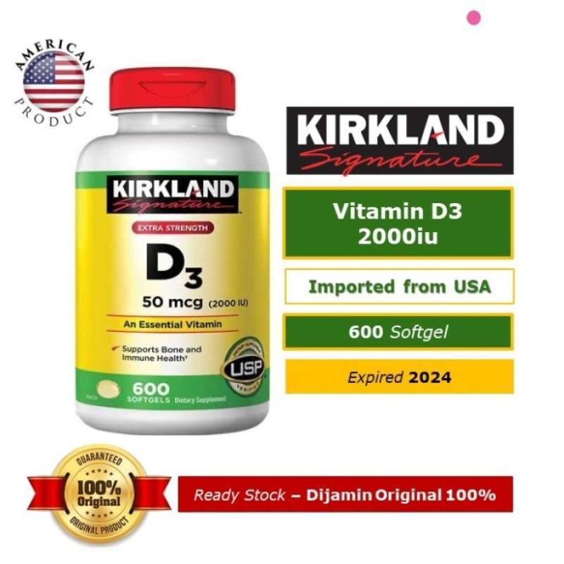 Promo KIRKLAND SIGNATURE Vitamin D3 2000 iu â€“ isi 600 Softgel Diskon