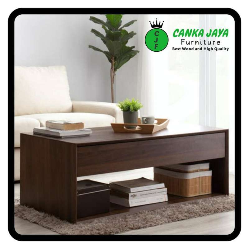 Jual MEJA TAMU KOPI MINIMALIS MODEL RIKO LACI MURAH COFFEE TABLE KAYU