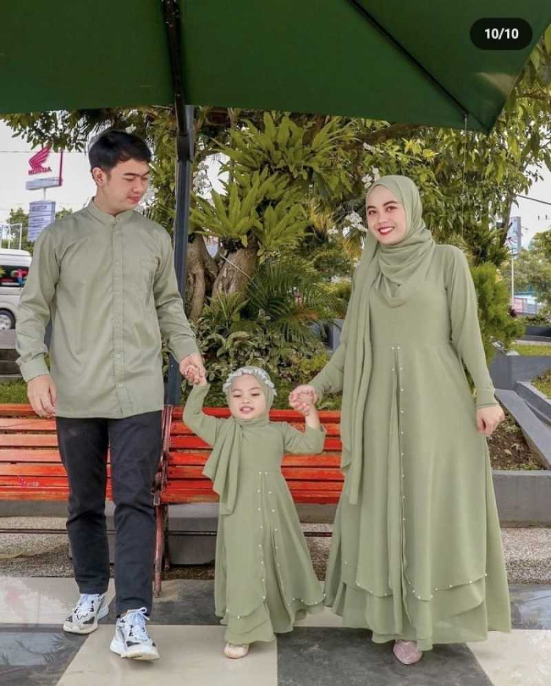 Jual Busana Muslim Family Set Baju Lebaran Couple Keluarga Hem Koko