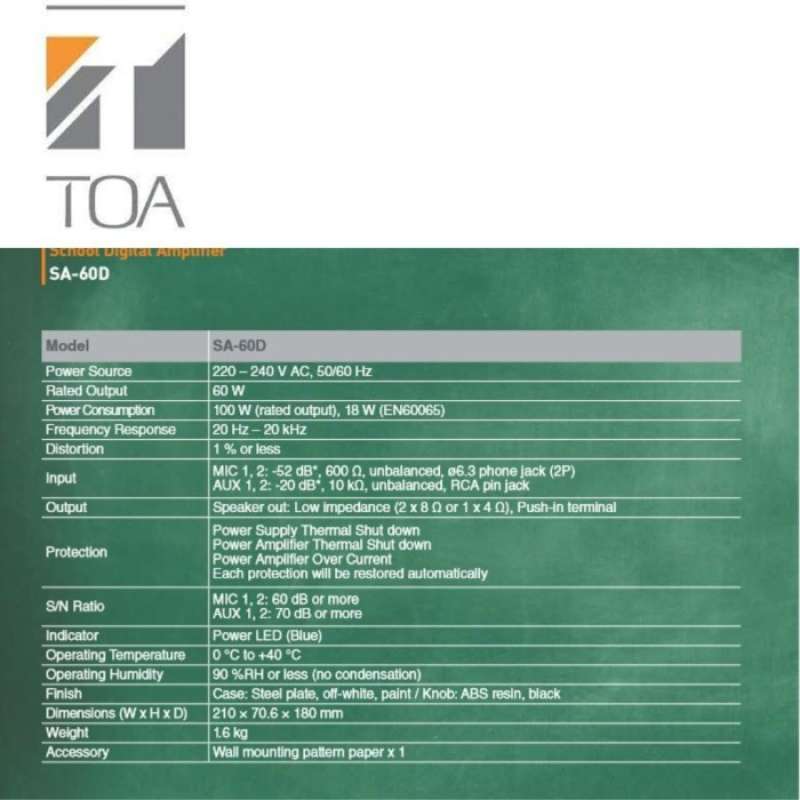 Toa Impedance Chart.pdf Jual TOA School Amplifier SA-60D output low impedance ( 8 Ohm) di ...