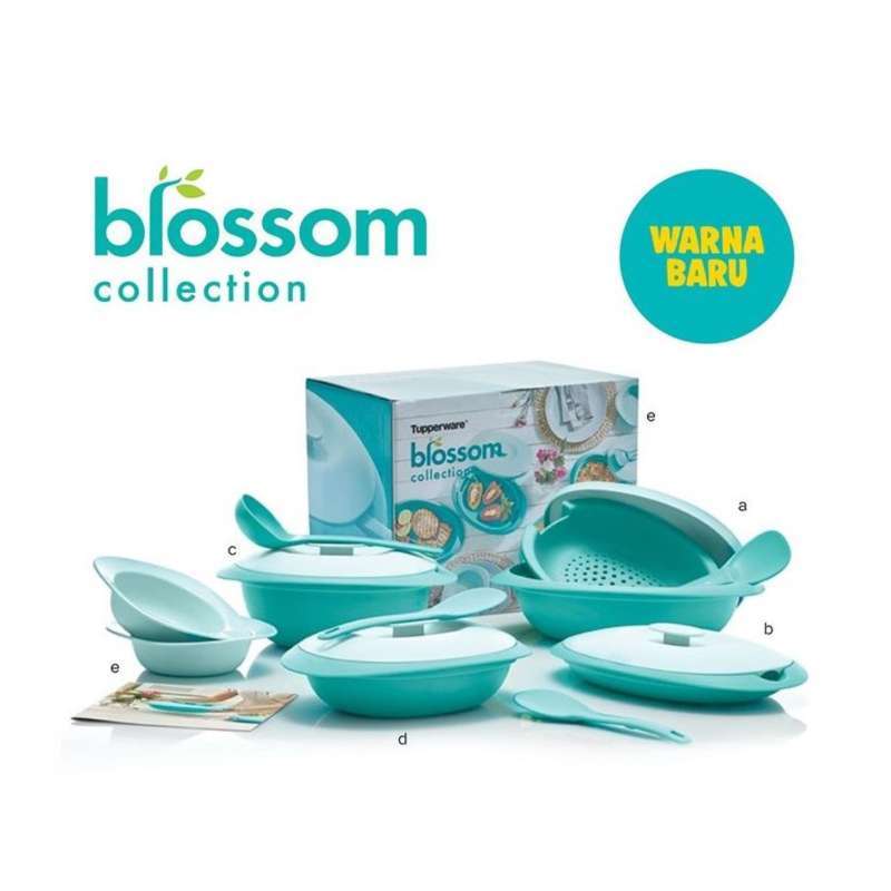 Jual Wadah Saji Tupperware Blossom Collection Biru Turqoise Set (6