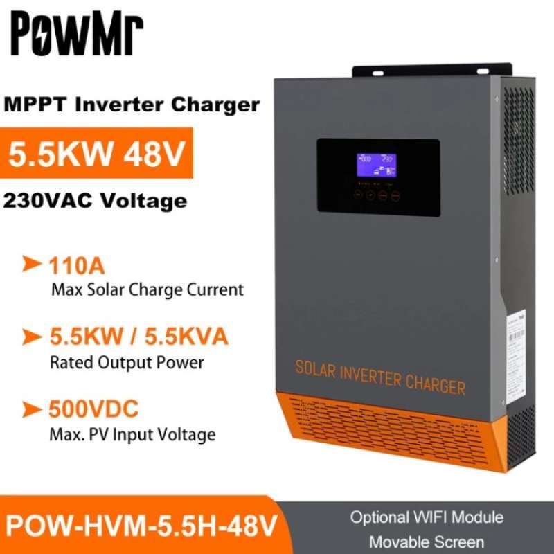 Promo PowMr Hybrid Solar Inverter 5.5KVA 5.5KW 5500W 48V 220V MPPT 110A ...