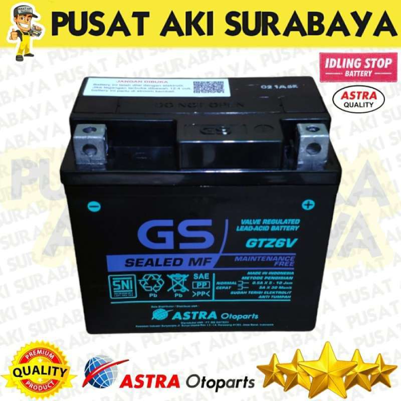 Promo PUSAT AKI SURABAYA GS ASTRA GTZ6V ORIGINAL ACCU PABRIK AKI KERING
