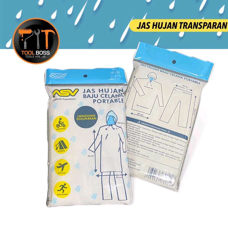 Jual JAS HUJAN PLASTIK ASV RAINCOAT TRANSPARANT di Seller ToolBoss