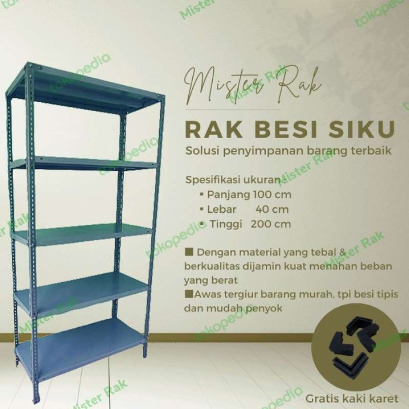 Promo Rak Besi Siku Lubang Rak Besi 5 Susun Rak Siku Besi 40x100x200