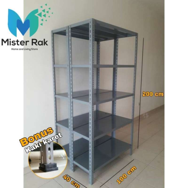 Promo Rak Besi Siku Lubang Rak Besi 5 Susun Rak Siku Besi 40x100x200
