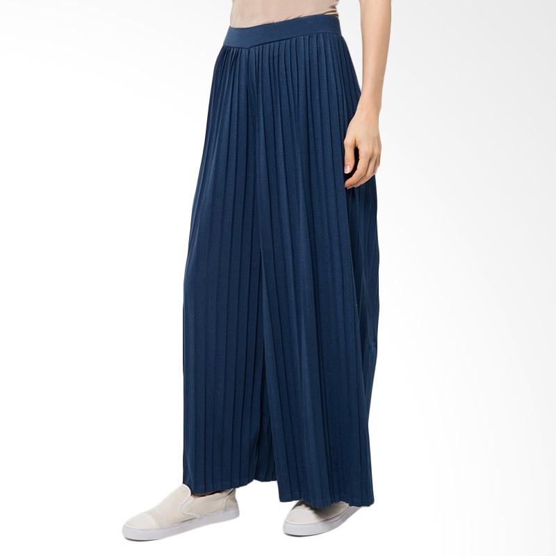 jual ree pleated culottes celana wanita navy jual ree pleated culottes celana wanita navy