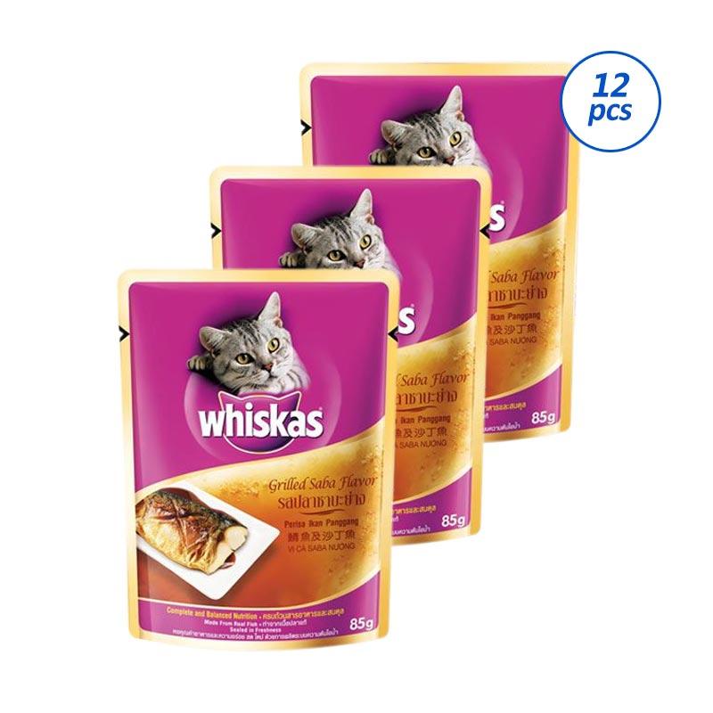 Promo Whiskas Adult Grilled Saba Flavour [85 g /12pcs] Diskon 23 di