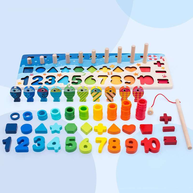 Jual Montessori Sorting Matching Game Number Shape Sorter Stacker