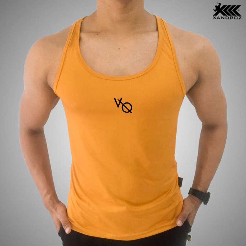 Jual Singlet Fitness V4NQUISH Gym Lycra Bodyfit Pria Xandroz Plain di