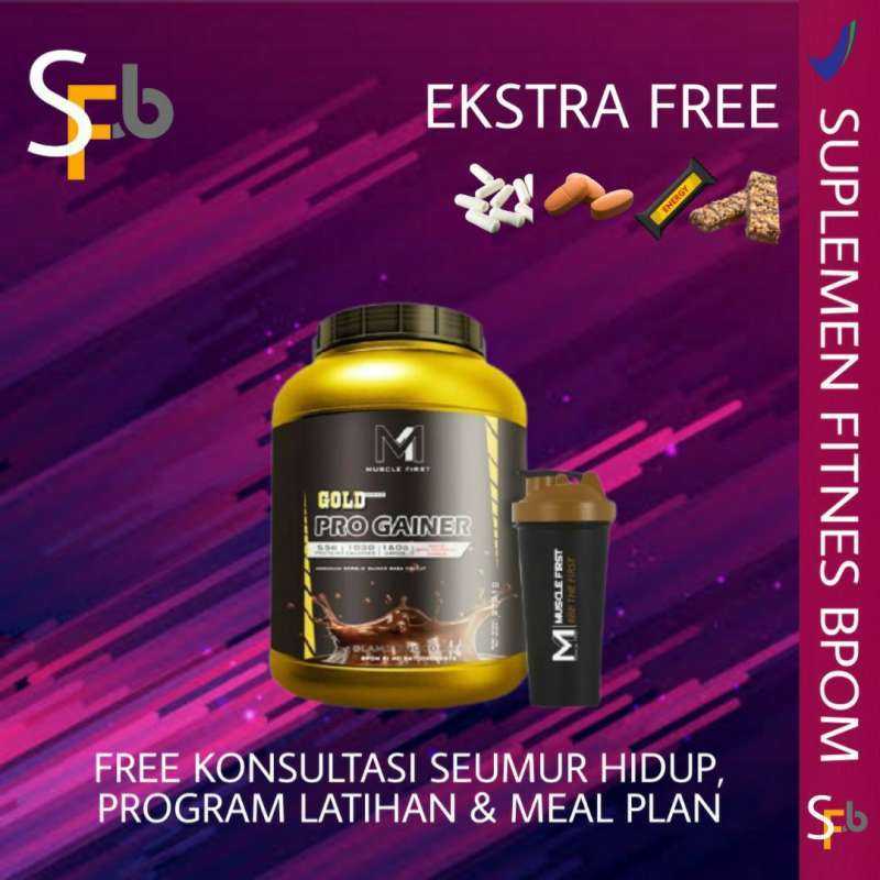 Jual M1 MUSCLE FIRST GOLD PRO MASS GAINER 6 LBS KESEHATAN MAKANAN GYM