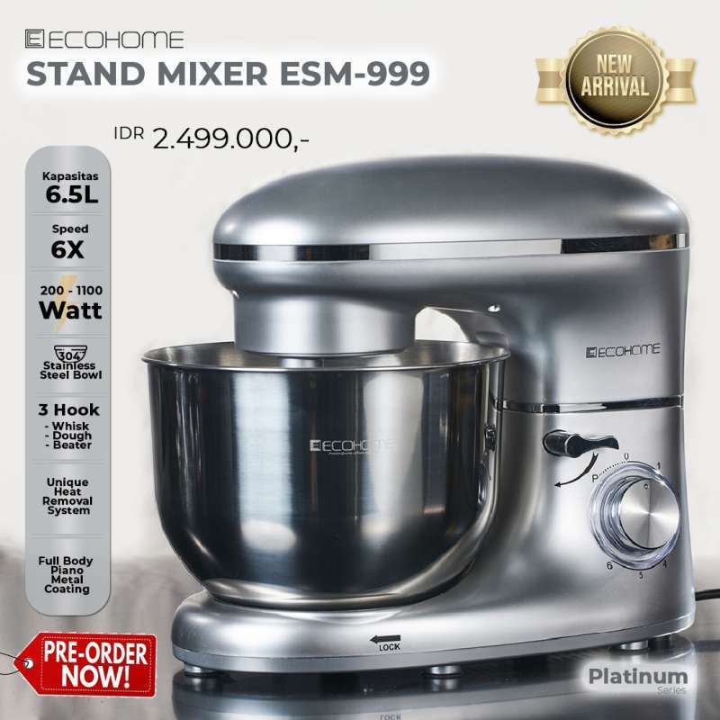 Jual NEW!! Stand MIXER Ecohome ESM999 Mesin Pengaduk Roti Platinum