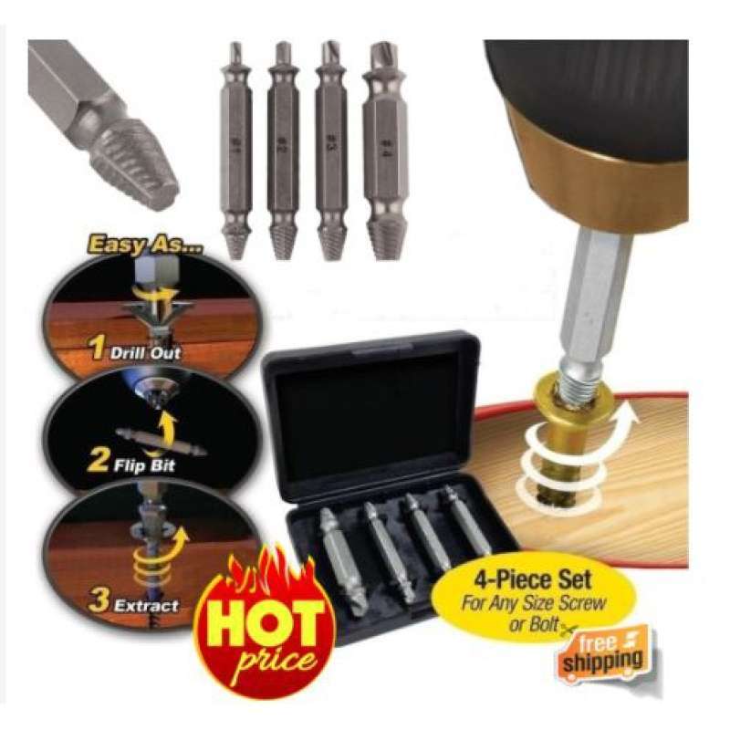 Jual SCREWBOLT EXTRACTOR TAP DRILL BIT SET MATA BOR PEMBUKA BAUT RUSAK