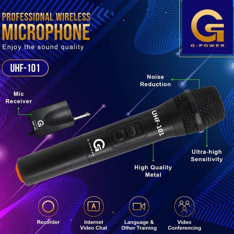 Promo GPOWER MIC WIRELESS UHF VHF 101 Professional Wireless Mic Diskon