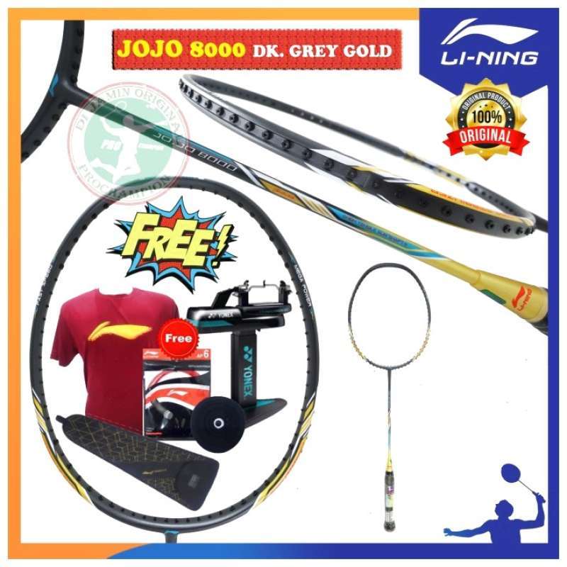 Jual Jual Lining Jojo 8000 Raket Badminton Original - Dk Grey Gold di ...
