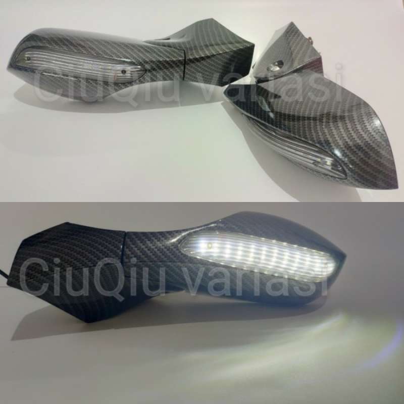 Jual Spion Lipat NMAX Motif Carbon dengan sein LED putih di Seller