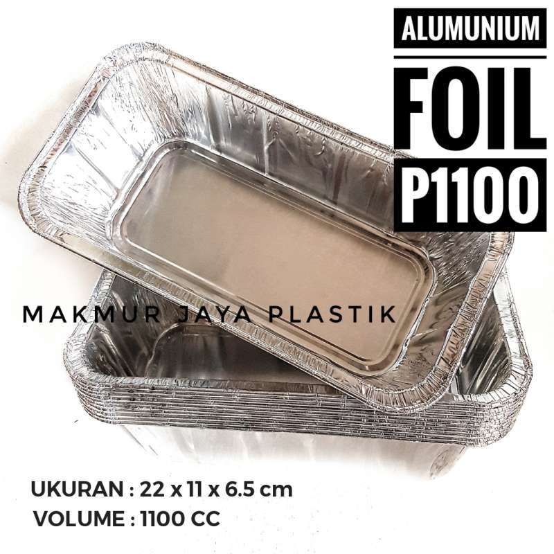 Jual ALUMUNIUM FOIL CUP KOTAK P1100 KEMASAN MAKANAN FOIL TRAY KOTAK PERSEGI PANJANG ISI 10 PC di
