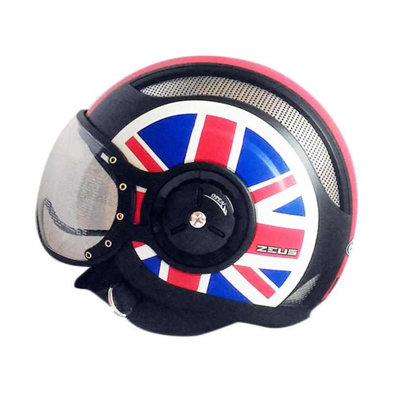 Promo Zeus Retro ZS218 Helm Half Face Matt Black SS8 Red Black Matte L Diskon 7 di Seller