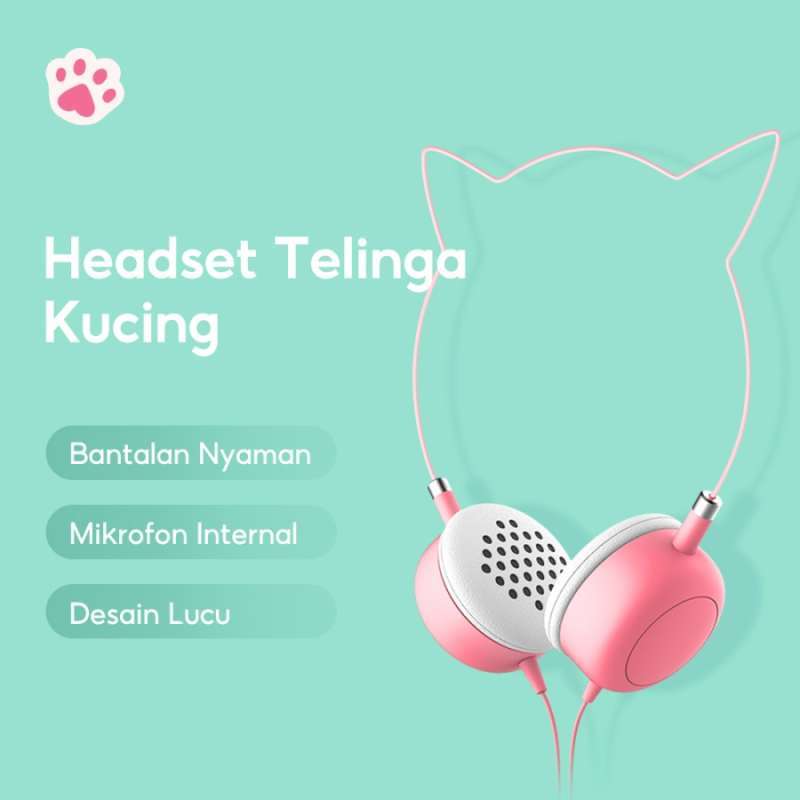 Jual MINISO Headset Headphone Earphone On Ear Kabel Telinga Kucing Cat