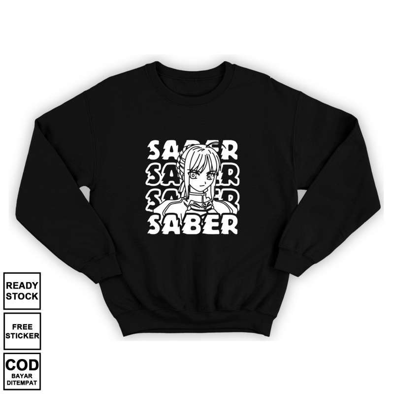 Promo SWEATER WAIFU ANIME MANGA SABER ARTORIA PENDRAGON TYPE MOON FATE ...