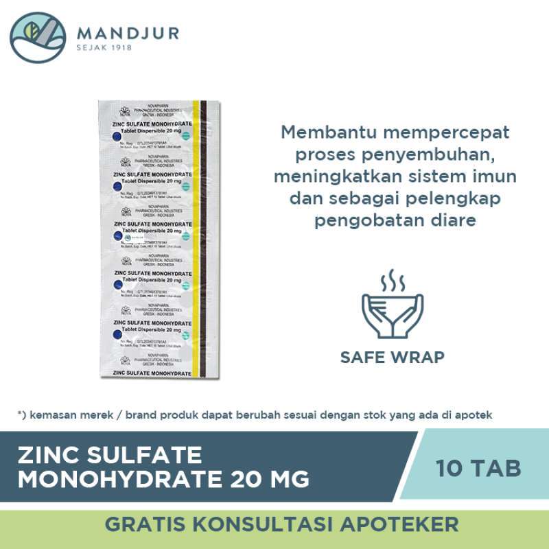 Jual Zinc Sulfate Monohydrate 20 Mg Strip 10 Tablet Pelengkap