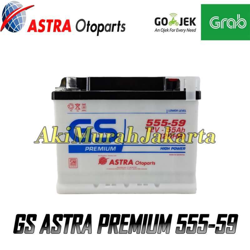 Jual Aki Mobil CHEVROLET SPIN BENSIN 555-59 GS PREMIUM ASTRA 12V / 55Ah