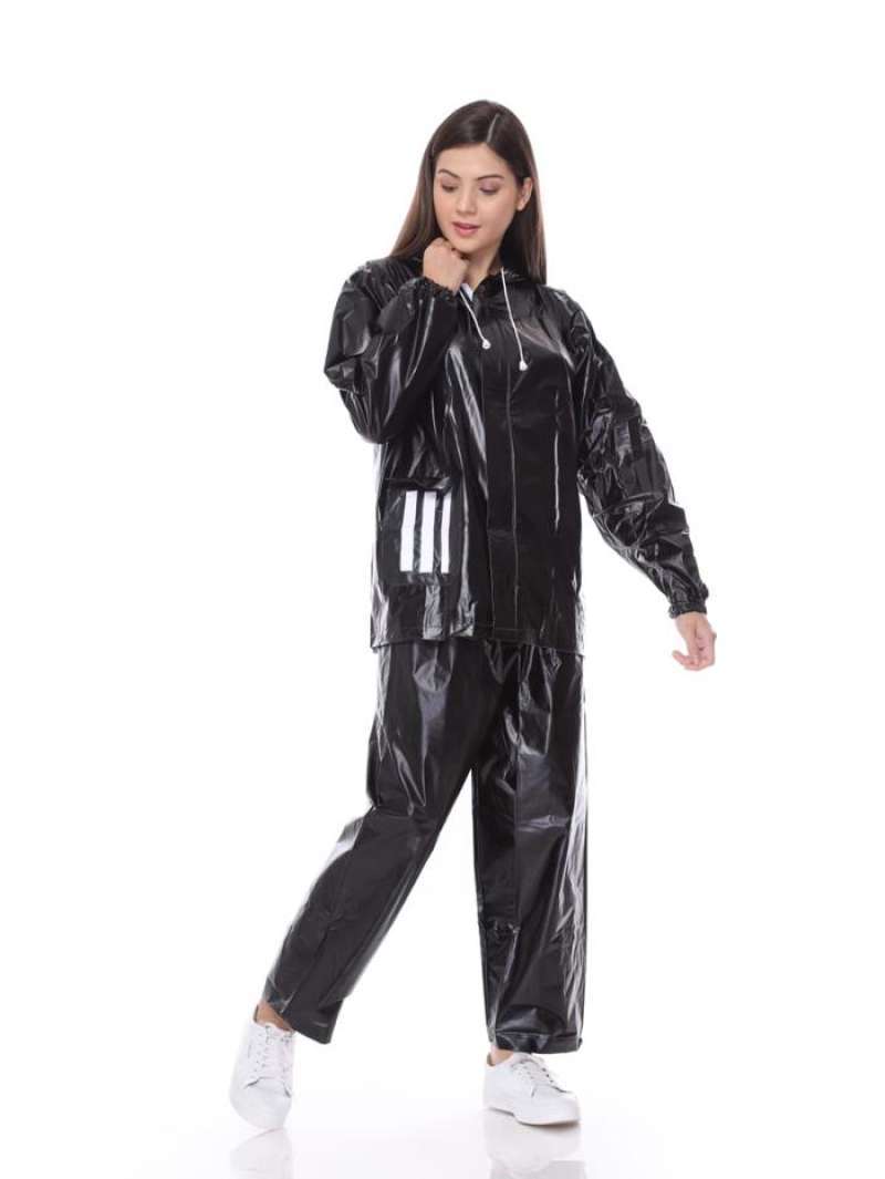 Jual Jas Hujan Setelan Raincoat Jas Hujan Motor Baju Celana Hitam di