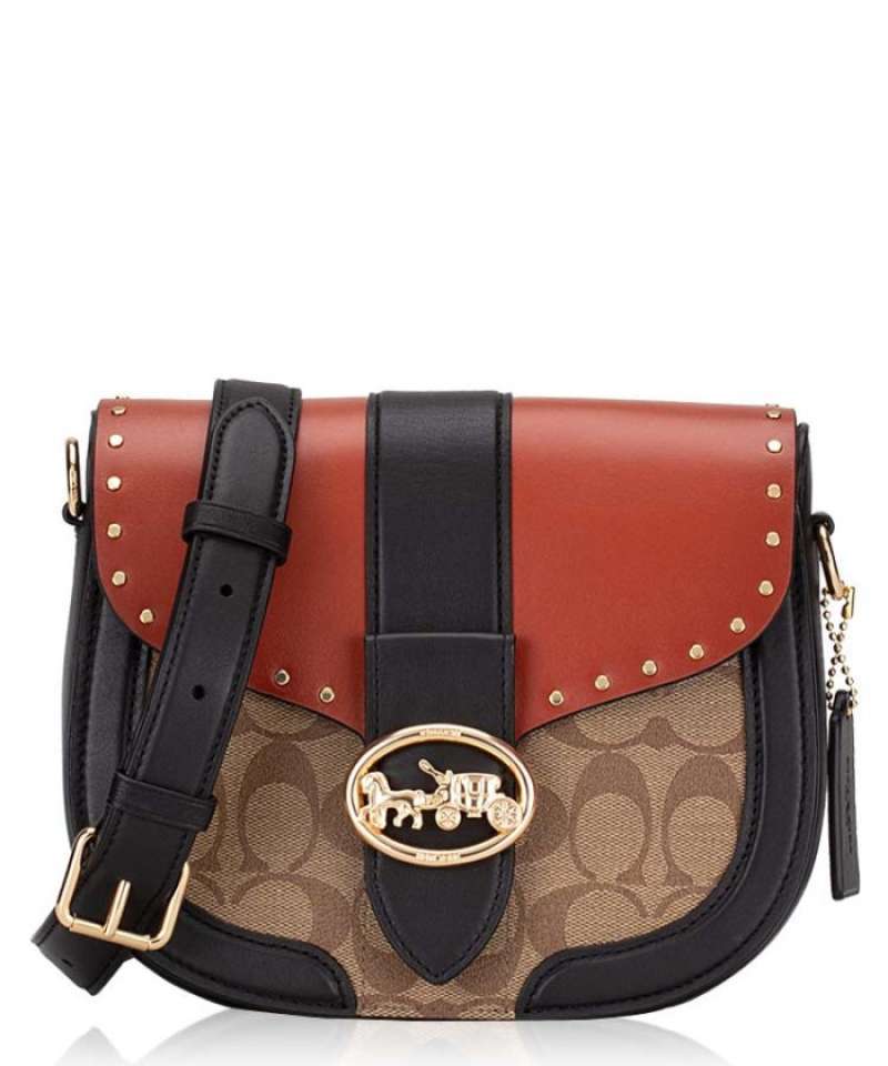 Jual Tas Coach Saddle Bag In Colorblock Signature Canvas With