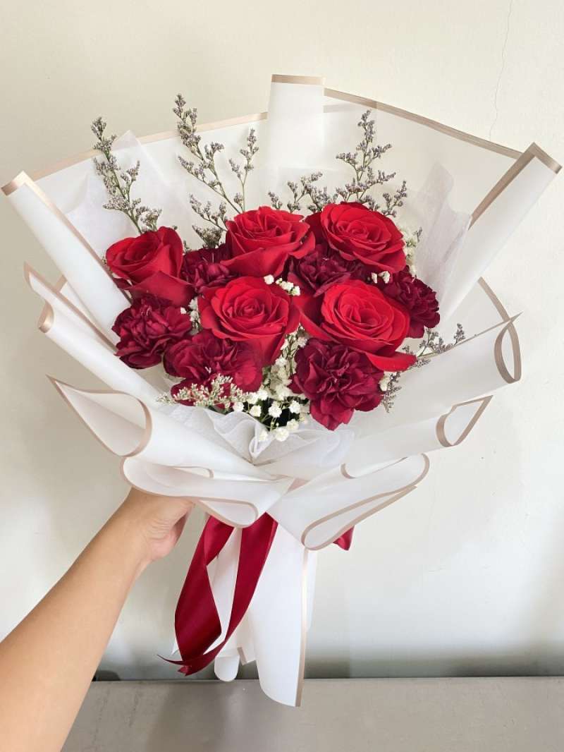 Jual Red Roses Bouquet Cantik Hand Buket Fresh Flower Bunga Segar Murah