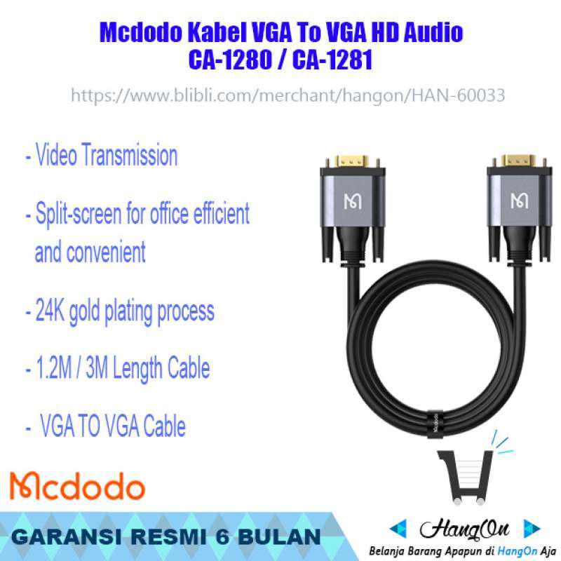 Promo Mcdodo Kabel VGA To VGA HD Audio Video Cable Komputer Laptop CA128 Diskon 22 di Seller