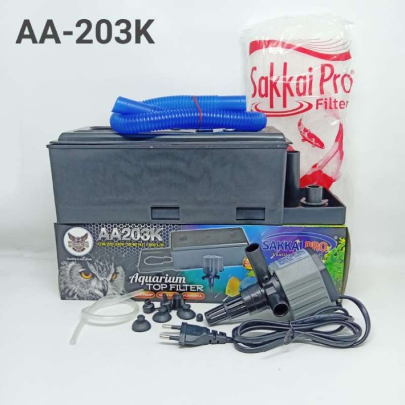 Jual Aquarium Top Filter Box 3in1 AA203K Sakkai Pro Filter Pompa
