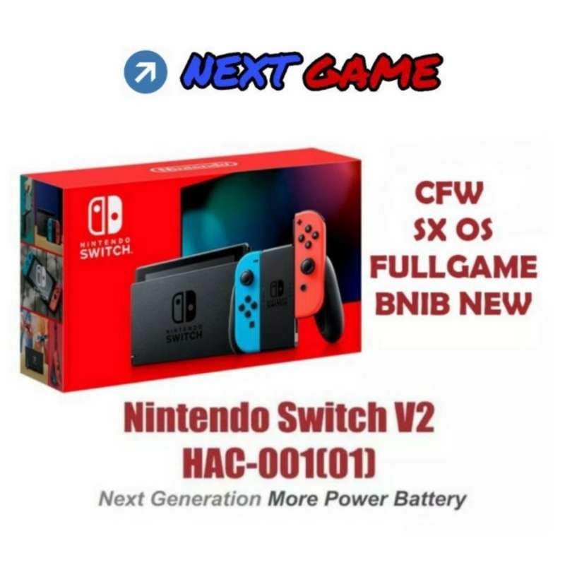 Jual Nintendo Switch V2 Longer Battery Warna Neon CFW with Game di
