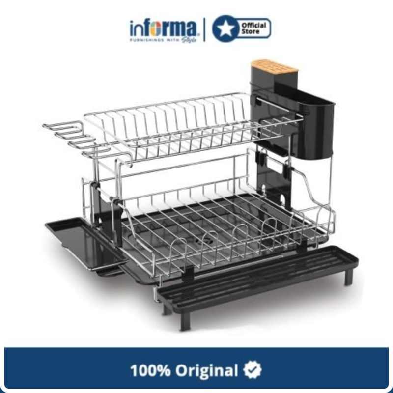 Jual Informa Rak Piring Wayn 2 Tier Dish Rack With Knife Hldr Black
