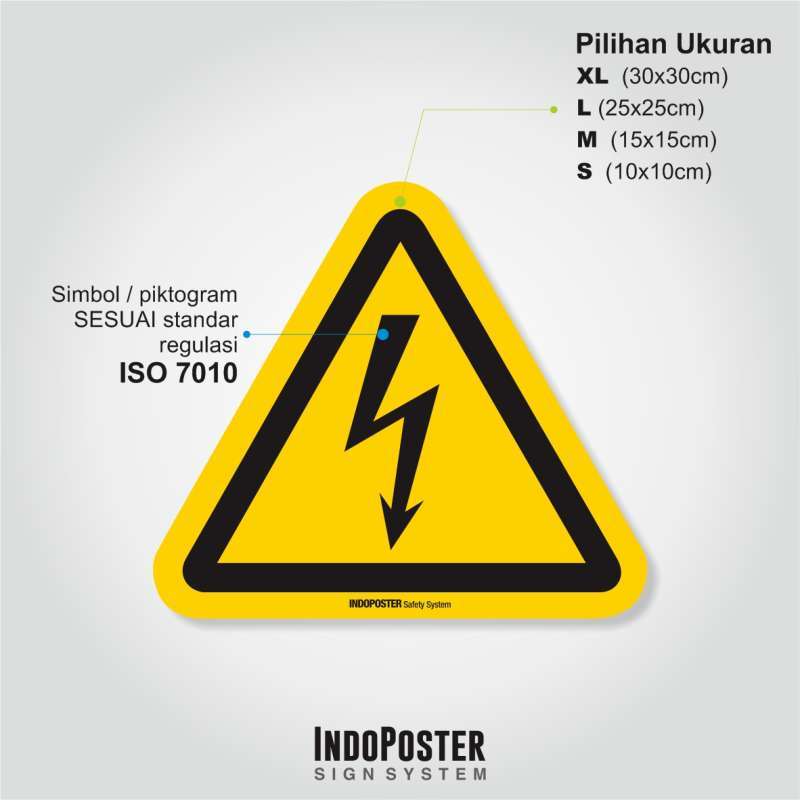 Jual Stiker Safety Sign K3 Standar ISO 7010 Simbol Listrik Tegangan