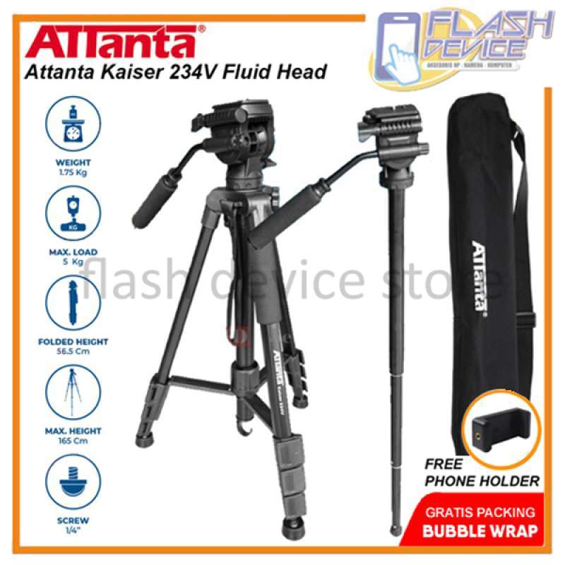 Jual Tripod Kamera Professional Attanta Kaiser 234V with Fluid Head