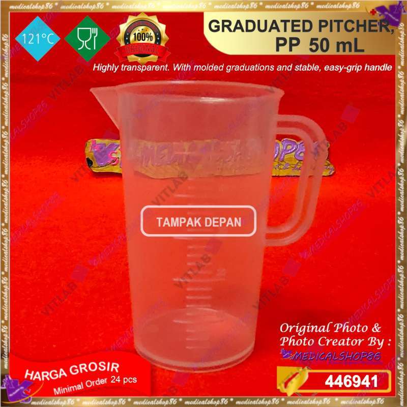 Jual VITLAB Beaker Plastik Bertangkai 50ml / Graduated Pitcher 50ml, PP ...