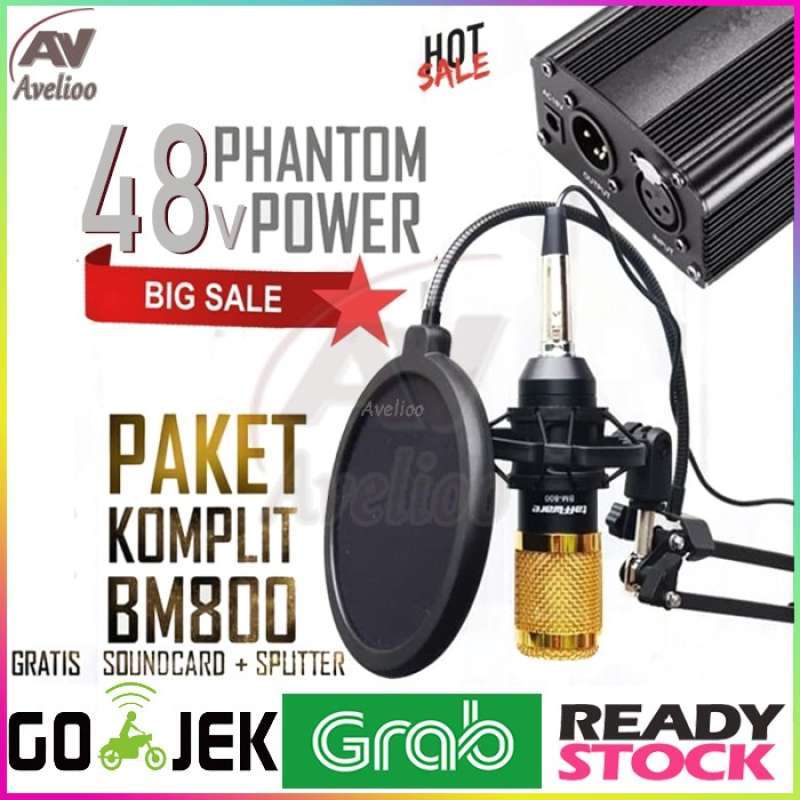Promo (Paket Komplit) Mic Microphone Bm800 + Phantom Power Home