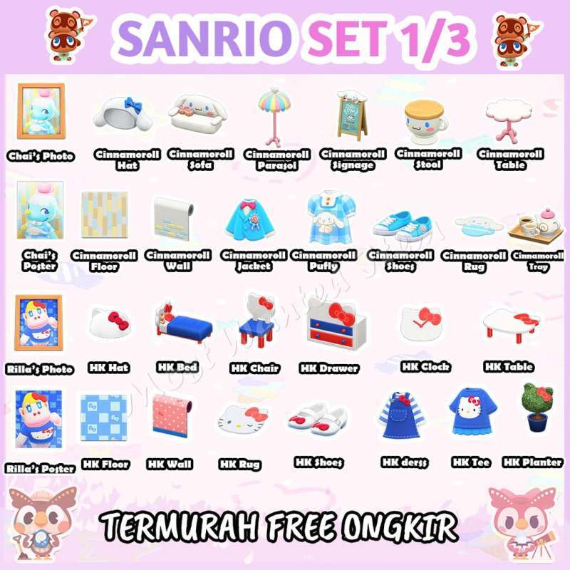 Jual Sanrio Hello Kitty My Melody Pompompurin Cinnamoroll Set Animal